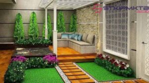 desain teras belakang rumah minimalis modern